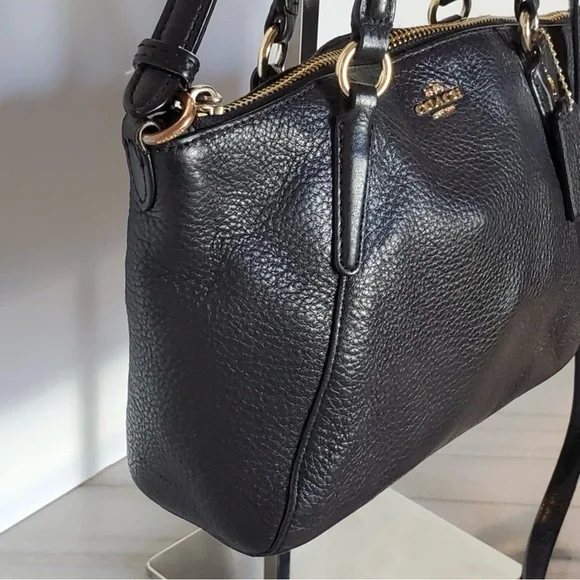 Coach Mini Kelsey Black Pebble Leather Bag F57563 - Picture 3 of 14